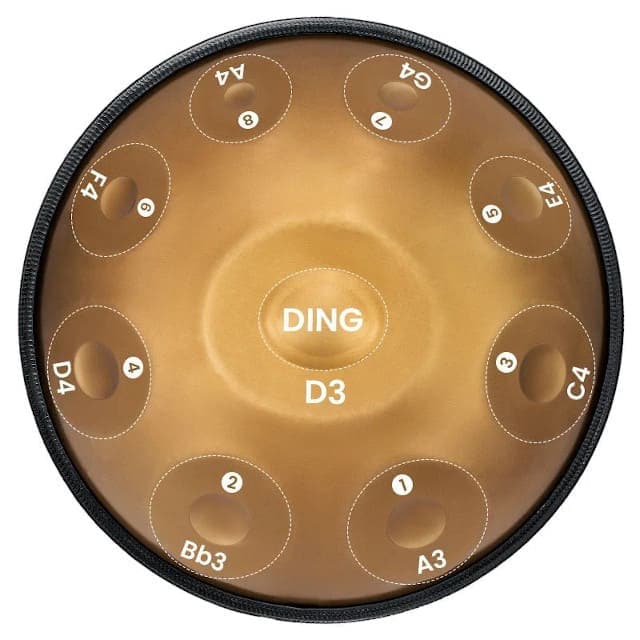 Handpan 9 notes Ré Kurd Héliara